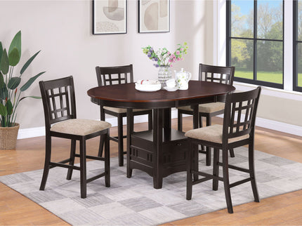 Avonlea - 5 Piece Set With Round Table And Upholstered Chairs - Chestnut