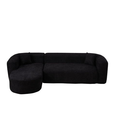L - Shape Boneless Cloud Couch With 2 Throw Pillows For Living Room