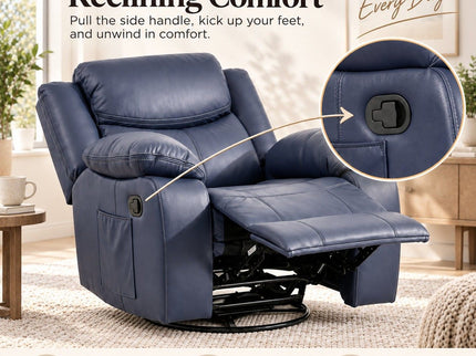 Rocker Recliner Chair With Manual Recline And 360° Swivel Base