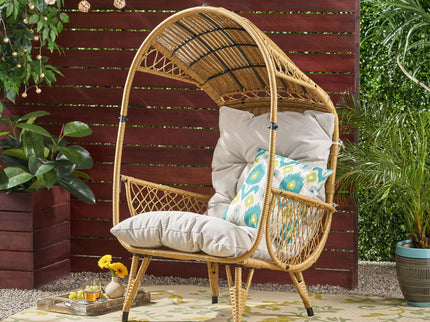 Outdoor Wicker Standing Basket Chair With Cushion