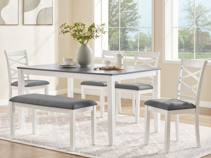 Elegant 6 Piece Dining Table Set With 4 Chairs And Bench