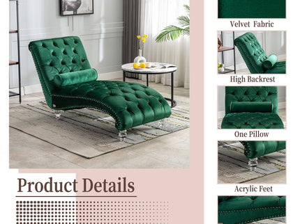 Chaise Lounge Indoor, Button Tufted Upholstered Chaise Lounge Chair With Pillow
