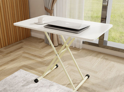 Adjustable Standing Table, Indoor & Outdoor Use, Portable With Adjustable Height - Off White / White