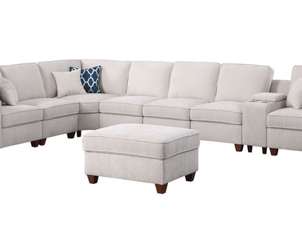 Ted - Sectional Sofa With Ottoman - Beige