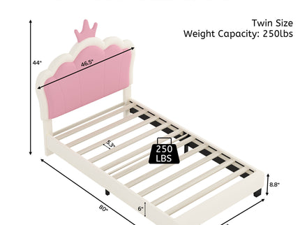 Upholstered Princess Platform Bed With Crown Headboard