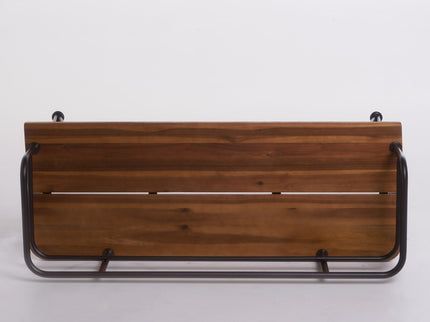 Outdoor Bench With Powder Coated Iron Frame - Teak