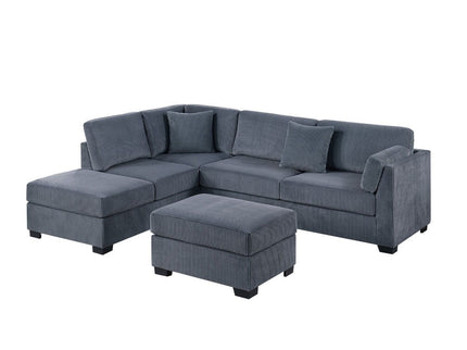 Sectional Sofa Set With Reversible Left / Right Chaise And Matching Cocktail Ottoman