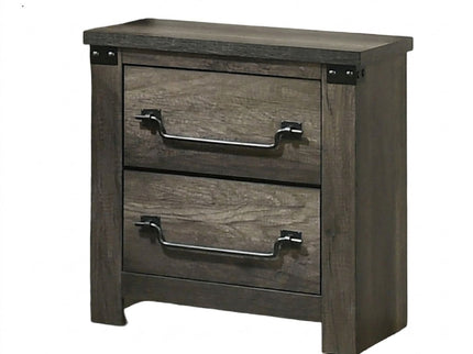 Nightstand, 2 Drawer Storage - Gray