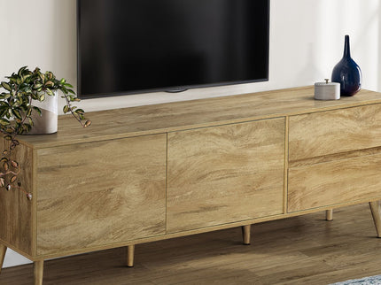 TV Stand Console With Storage Drawers And Cabinets - Walnut