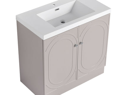 Contemporary Freestanding Bathroom Vanity With Resin Sink & Soft-Close Cabinet Doors
