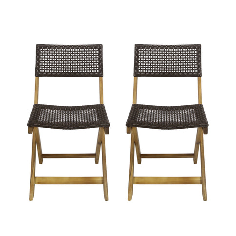 Bistro Foldable Chair With Wicker Backrest