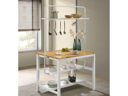 Cowichan - Kitchen Island Counter Table With Pot Rack - White