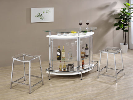 Strick - Freestanding Glass Top Home Bar Wine Cabinet - White