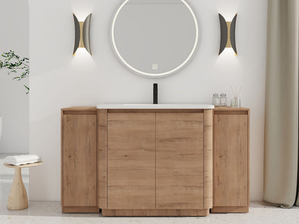 Freestanding Bathroom Vanity With Sink, 2 Small Storage Cabinets, Soft Close Doors