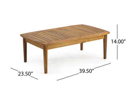 Outdoor Acacia Wood Loveseat Set With Coffee Table