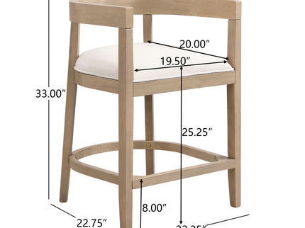 Modern Rubberwood Counter Stool Set With Upholstered Seats