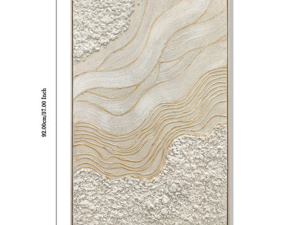 Framed Wall Art, Textured Canvas Painting With Accents, Decor For Living Room (Set of 2) - Antique White