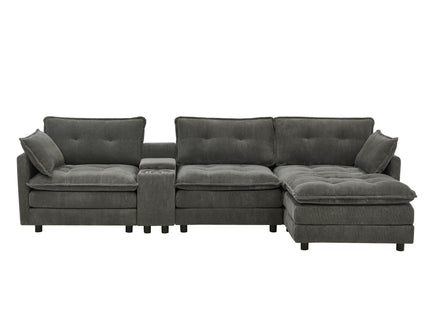 Oversized Modular Sectional Sofa With Multi Functional Console
