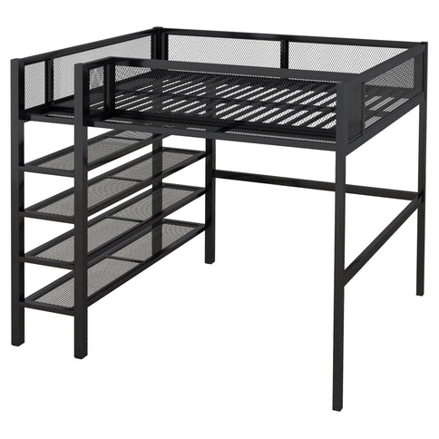 Loft Bed With 4 Tier Shelves And Storage