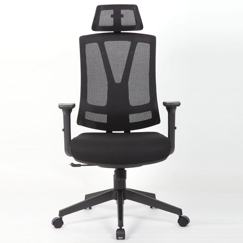 Office Chair With Adjustable Headrest & Back, High Back Swivel Desk Chair - Black