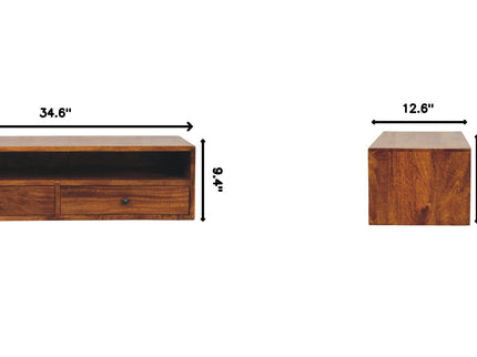 Lunar - 2 Drawer Wall Mounted Media Unit - Brown