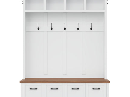 Hall Tree With Storage Bench Mudroom Coat Rack With 6 Hooks
