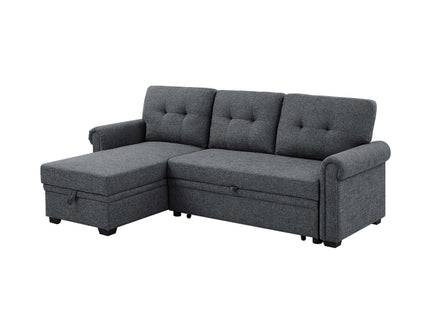 Upholstered Sleeper Sofa With Reversible Storage Chaise - Dark Gray