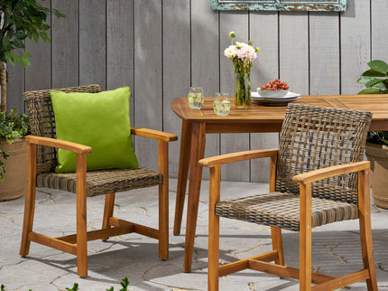 Outdoor Dining Chair Acacia Wood Frame (Set of 2)
