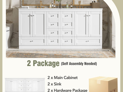 Shaker Free Standing Bathroom Vanity Cabinet & Sink, Soft Close Drawers, Soft Close Doors