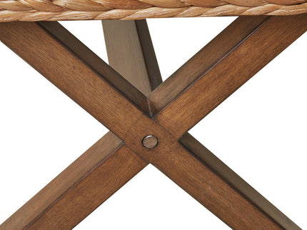 Bench With Water Hyacinth Seat - Brown