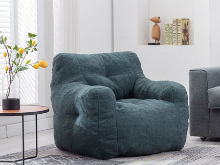 Soft Teddy Fabric Tufted Foam Bean Bag Chair With Teddy Fabric