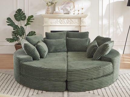 Round Oversized Sofa Bed With 5 Throw Pillows