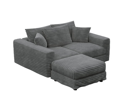 Convertible Deep Seat Sofa With Soft Pillows And Ottomans