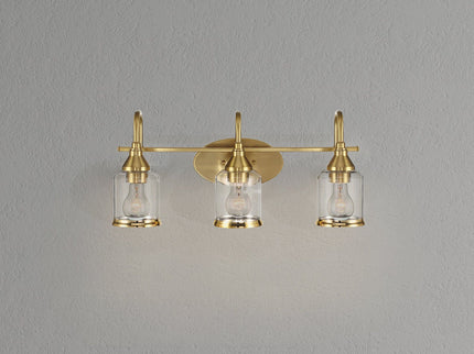 3 Lights Brush Vanity Light - Clear / Gold