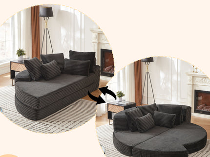 Semi Circular 2 In 1 Sofa Bed With Neck Pillow And Throw Pillows