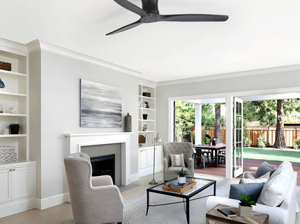 52" Ceiling Fan, No Light Flush Mount Low Profile 3 Blades With Remote Control