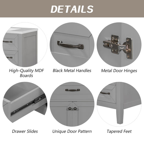 Modern Bathroom Vanity With Sink, Freestanding With Drawers And Doors