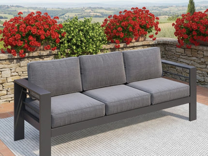 All-Weather Patio Sofa With Cushions, 3 Seat Outdoor Couch