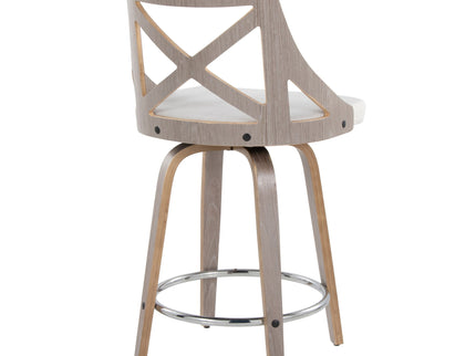 Charlotte - Farmhouse Fixed Height Counter Stool & Swivel With Round Footrest (Set of 2)