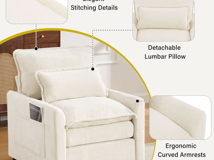 Modern Single Seat Accent Chair With Side Storage Pockets