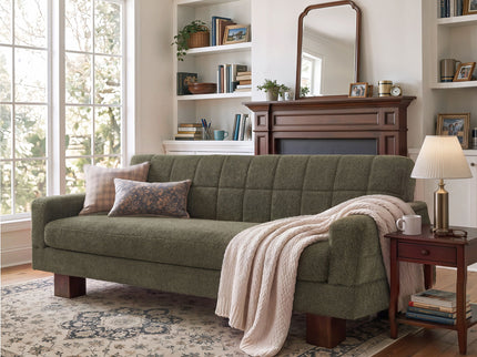 Modern Loveseat Sofa, 2 Seater With Square Arms For Living Room