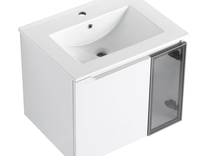 Wall Mounted Bathroom Vanity With Sink, Soft Close Doors, Cabinet & Half Door