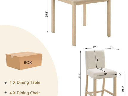 5 Piece Counter Height Table Set With 4 Chairs
