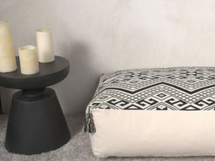Kiki - Rectangular Pouf Ottoman Floor Cushion Natural - Black