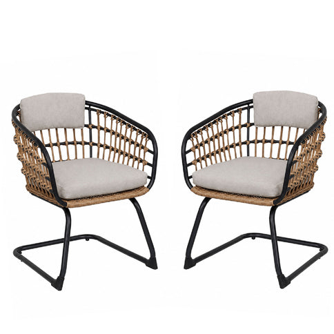 Patio Dining Chairs For Garden (Set of 2) - Beige