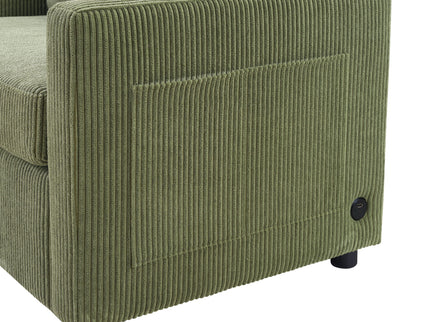 Sleeper Sofa With Foldable Mattress, USB Ports, Side Table & Storage Pocket