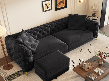 3 In 1 Convertible Sleeper, Deep Seat Pull Out Sofa Bed, Button Tufted