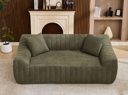 Oversized 2 Seater Loveseat With 2 Decor Throw Pillows, Deep Seat Sofa For Living Rooms