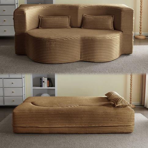 Floor Convertible Sleeper Sofa Bed With 2 Pillows