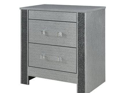 Lorenzo - Nightstand With Hidden Compartment And Handles - Silver